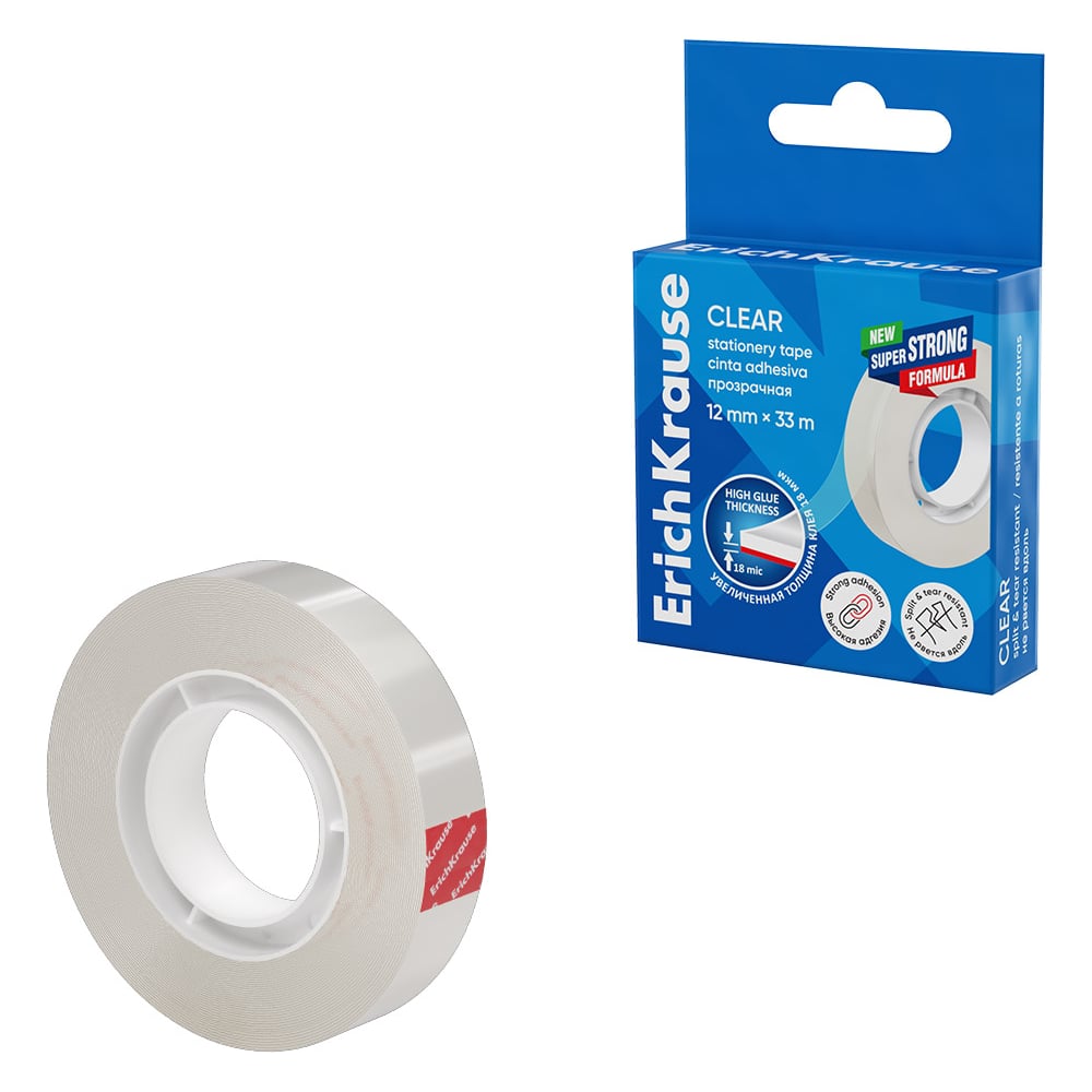 Изображение товара Клейкая лента ErichKrause Clear 12ммх33м прозрачная