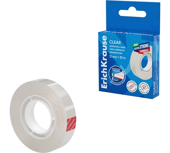 Изображение товара Клейкая лента ErichKrause Clear, прозрачная, 12ммх33м 58712