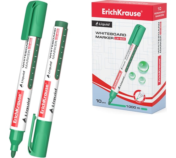 Изображение товара Маркер ErichKrause для досок с жидкими чернилами LW-600, цвет чернил зеленый 56096