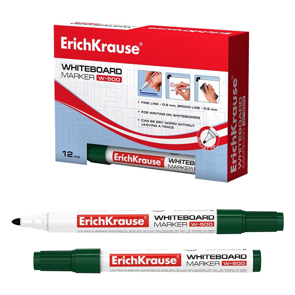 Изображение товара Маркер ErichKrause W-500 зеленый для досок, 12 шт