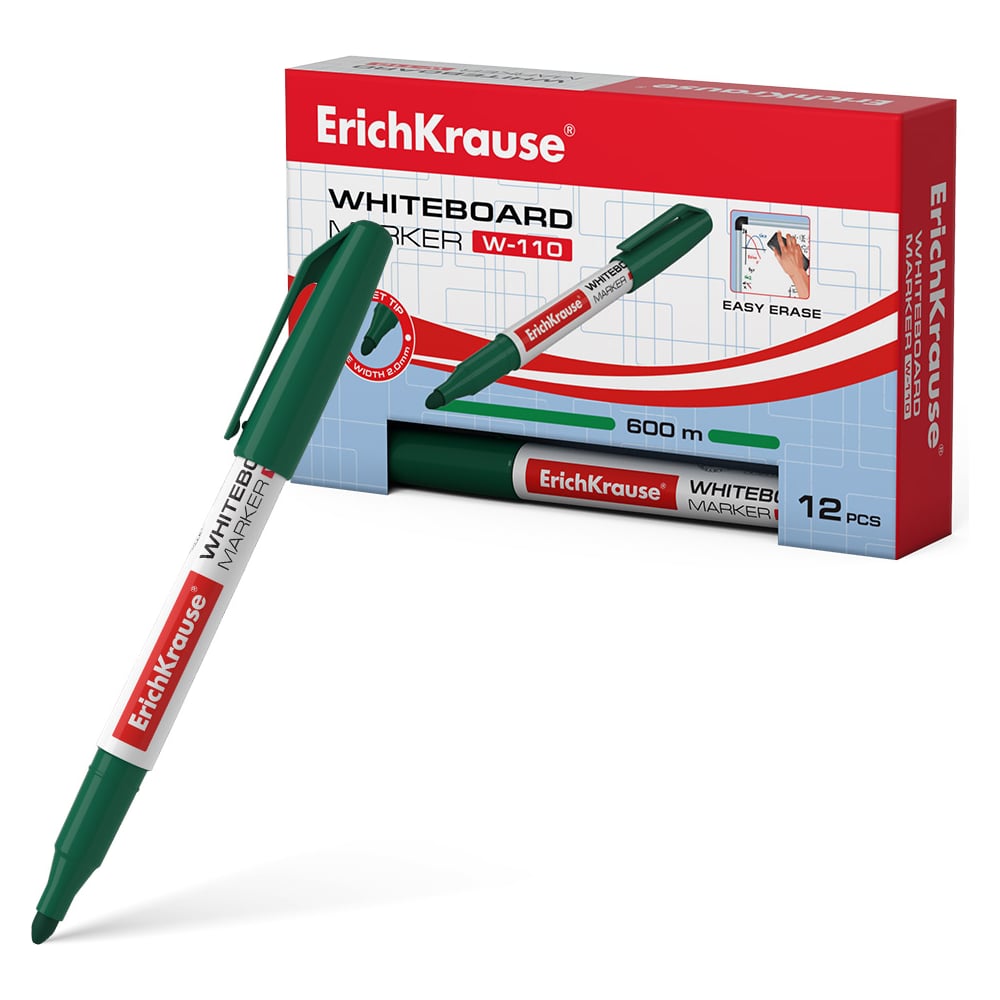 Изображение товара Маркер для досок ErichKrause ErichKrause W-110, цвет чернил зеленый, 12 шт 56918
