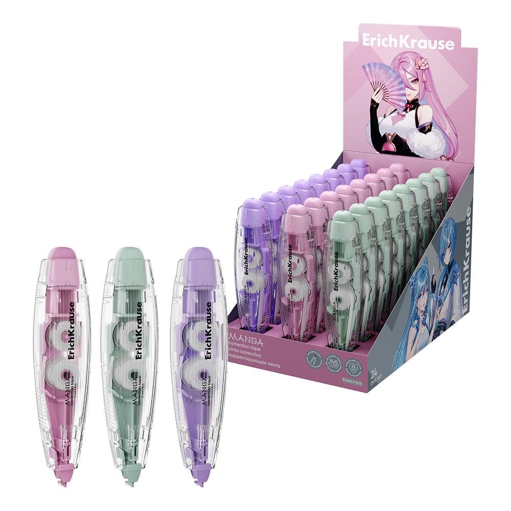 Изображение товара Корректирующая лента ErichKrause Spin Manga 5 мм х 6 м ассорти
