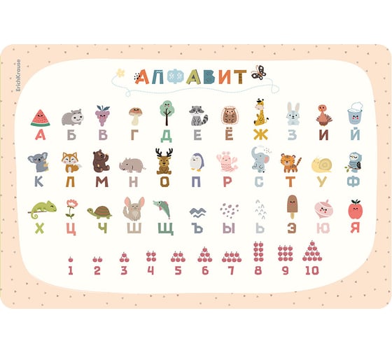 Изображение товара Подкладка настольная пластиковая ErichKrause русский алфавит и счёт, А3 60284