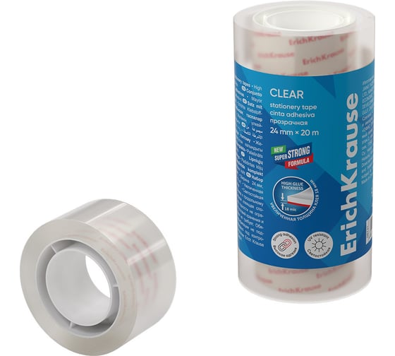 Изображение товара Набор из 4 клейких лент ErichKrause Clear, прозрачная, 24ммх20м 63574