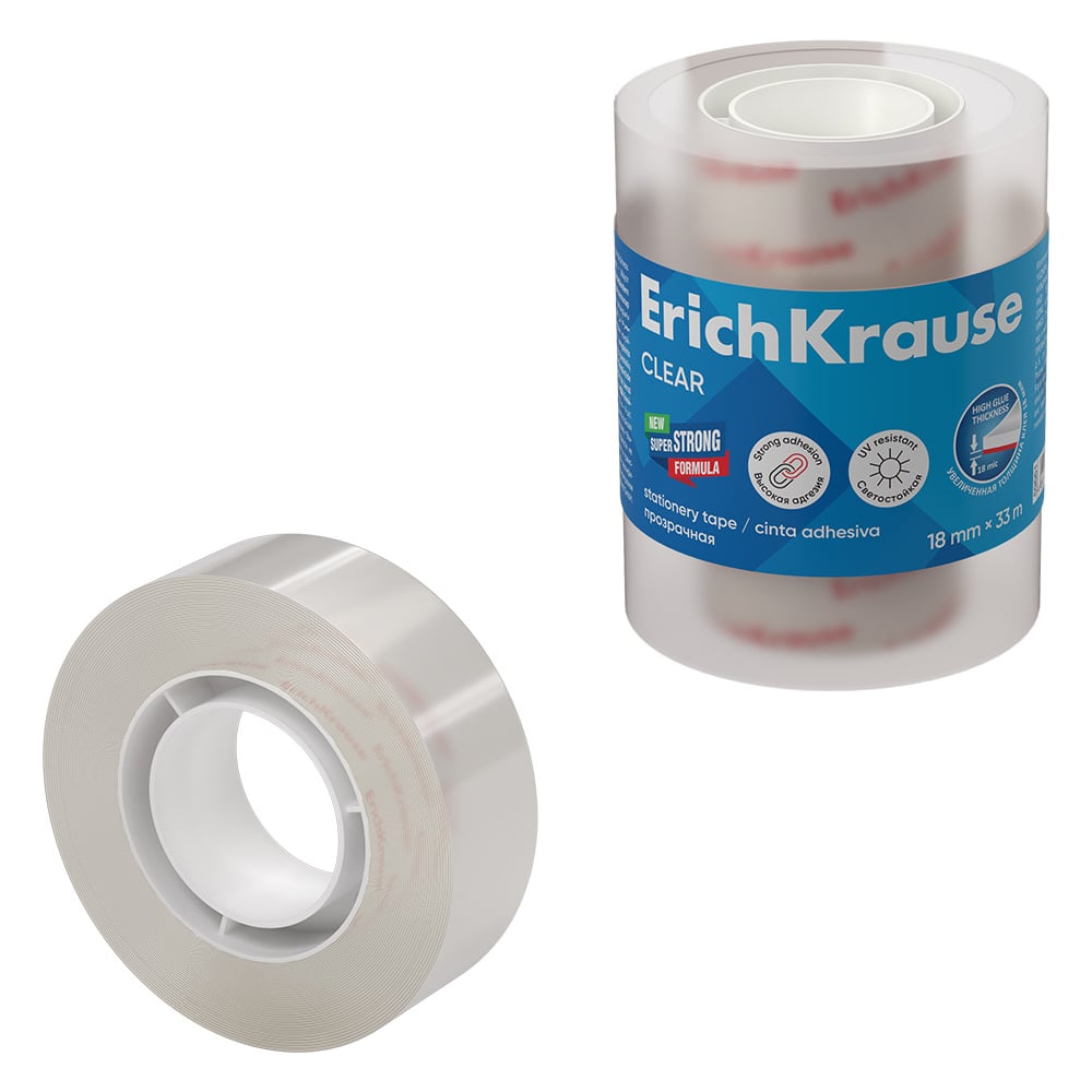 Изображение товара Набор из 4 прозрачных клейких лент ErichKrause 18мм×33м