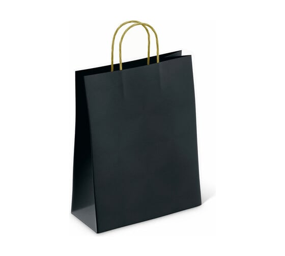 Изображение товара Крафт пакет бумажный ОФИСМАГ Black 26х15х35 см, с кручеными ручками, плотность 80 гр/м2, моноцвет 112429 701004