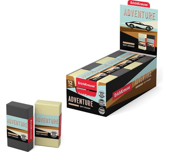 Изображение товара Ластик ErichKrause Adventure в коробке по 12 шт 48175