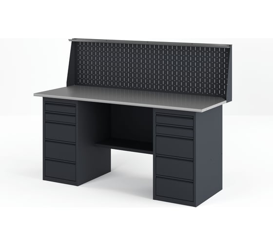 Изображение товара Верстак-стол GREENBERG с двумя тумбами с ящиками с перфопанелью 2000мм VERSTAK_Y2_P_2000