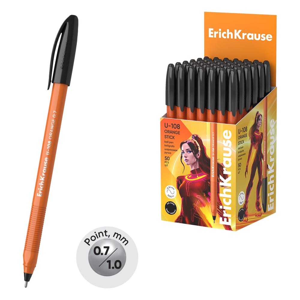 Изображение товара Ручка шариковая ErichKrause U-108 Stick Orange 0.7, упаковка 50 шт