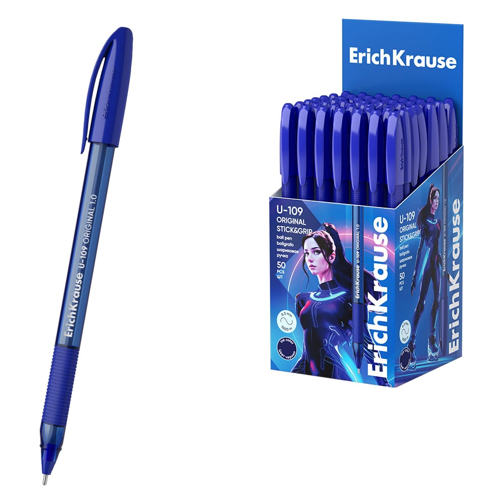 Изображение товара Шариковая ручка ErichKrause U-109 Stick Grip Original 1.0 набор 50 шт синяя