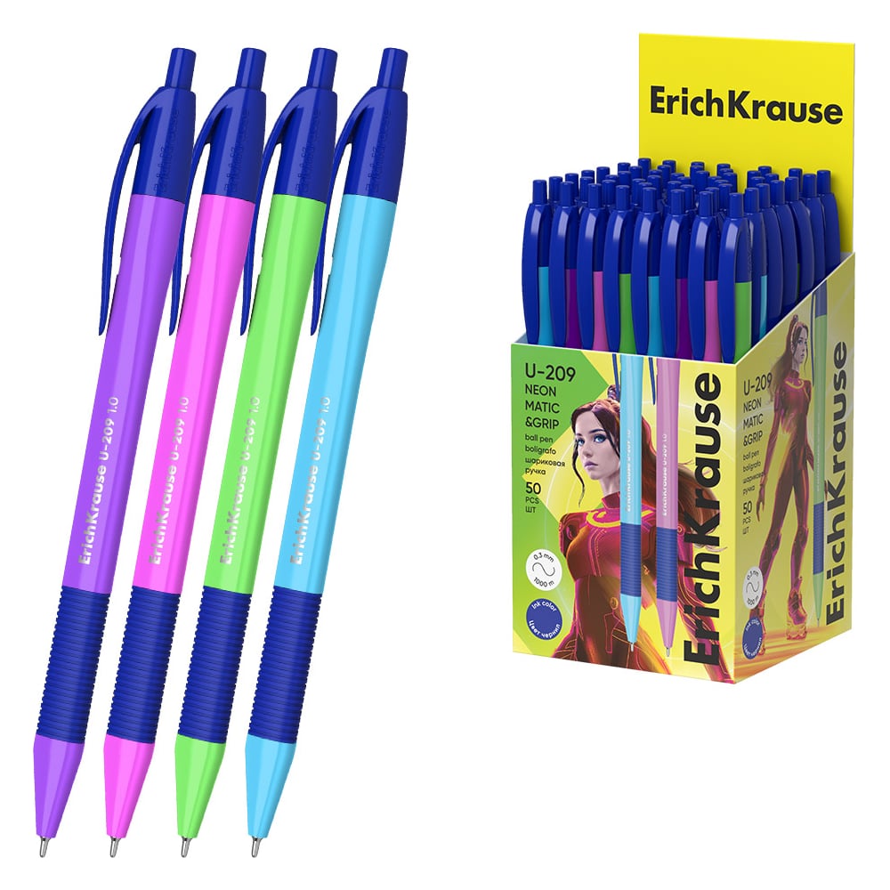 Изображение товара Ручка шариковая автоматическая ErichKrause U-209 Matic Neon 1.0 набор 50 шт