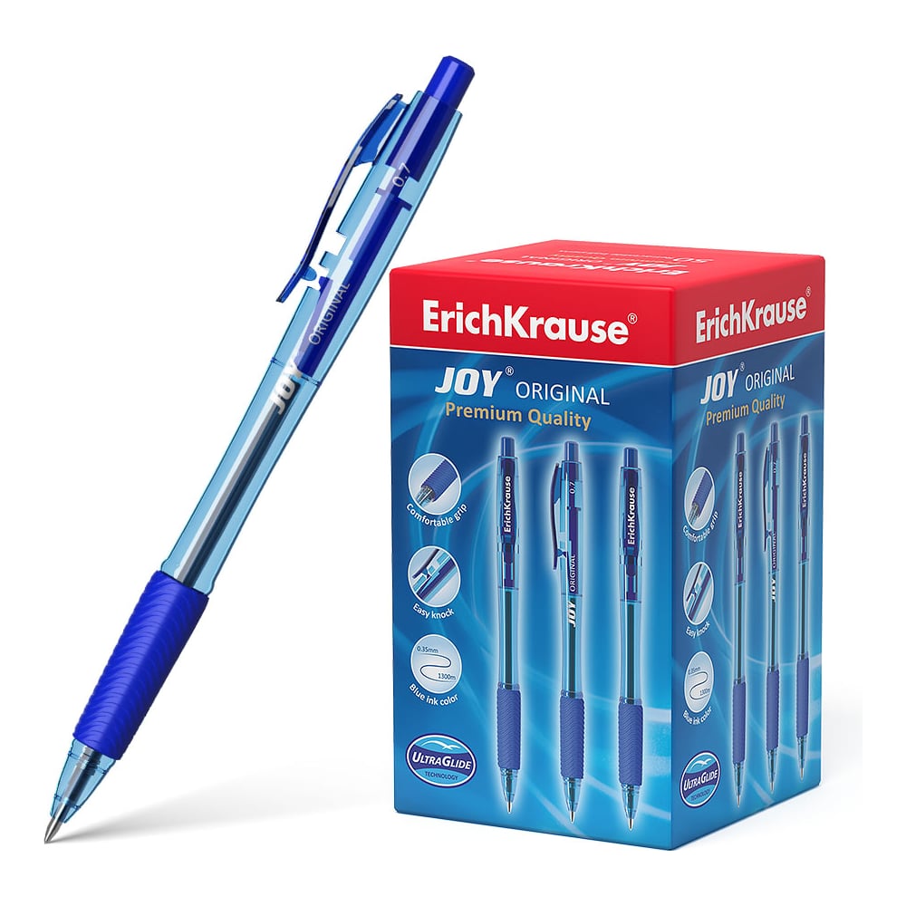 Изображение товара Шариковая ручка автоматическая ErichKrause JOY Matic Grip 0.7 сменный стержень 50 шт