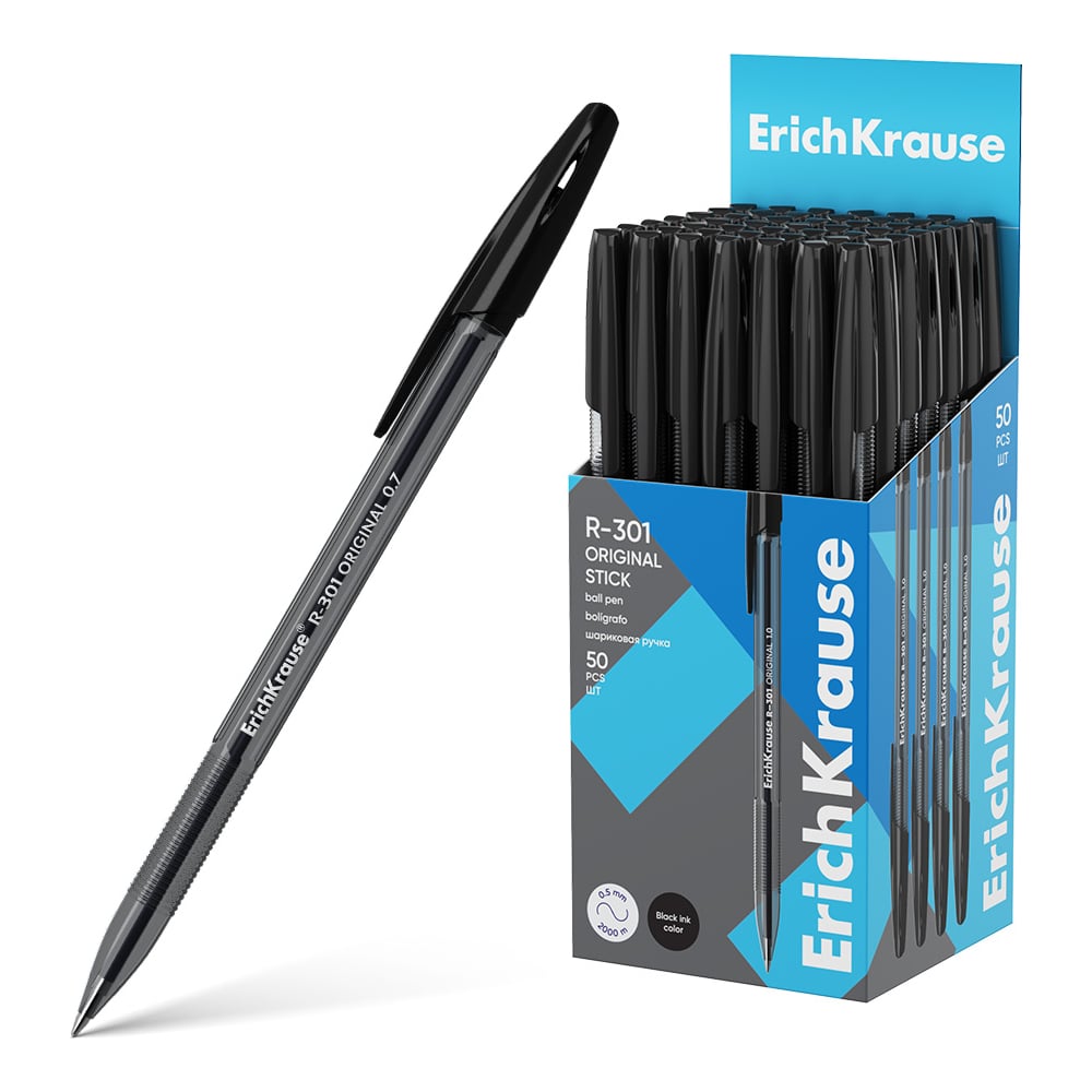 Изображение товара Шариковая ручка ErichKrause R-301 Stick Original 1.0, 50 шт, черная цена