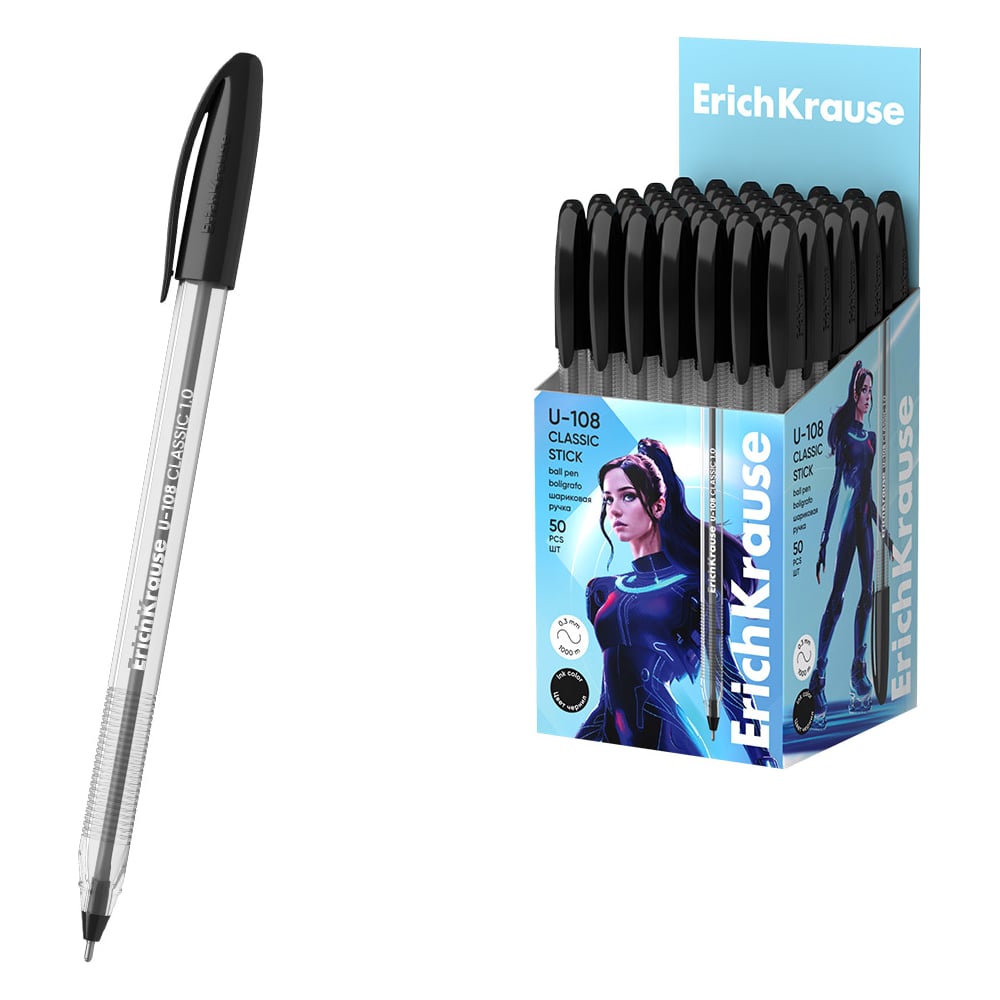 Изображение товара Шариковая ручка ErichKrause U-108 Stick Classic 50 шт. черный 1.0 мм