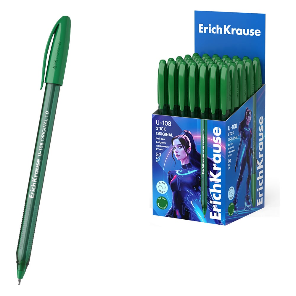 Изображение товара Шариковая ручка ErichKrause U-108 Stick Original 1.0 50 шт зеленый чернила