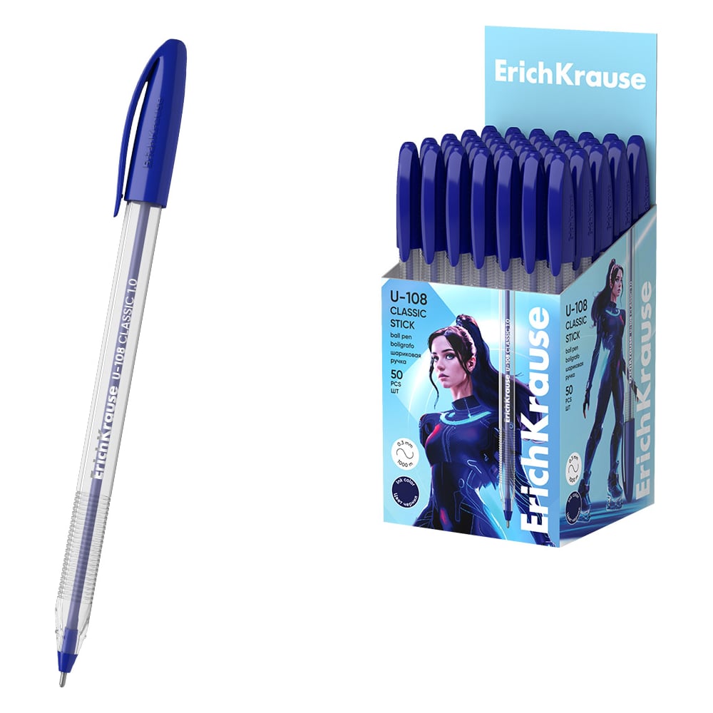 Изображение товара Ручка шариковая ErichKrause U-108 Stick Classic 1.0 набор 50 шт красные чернила