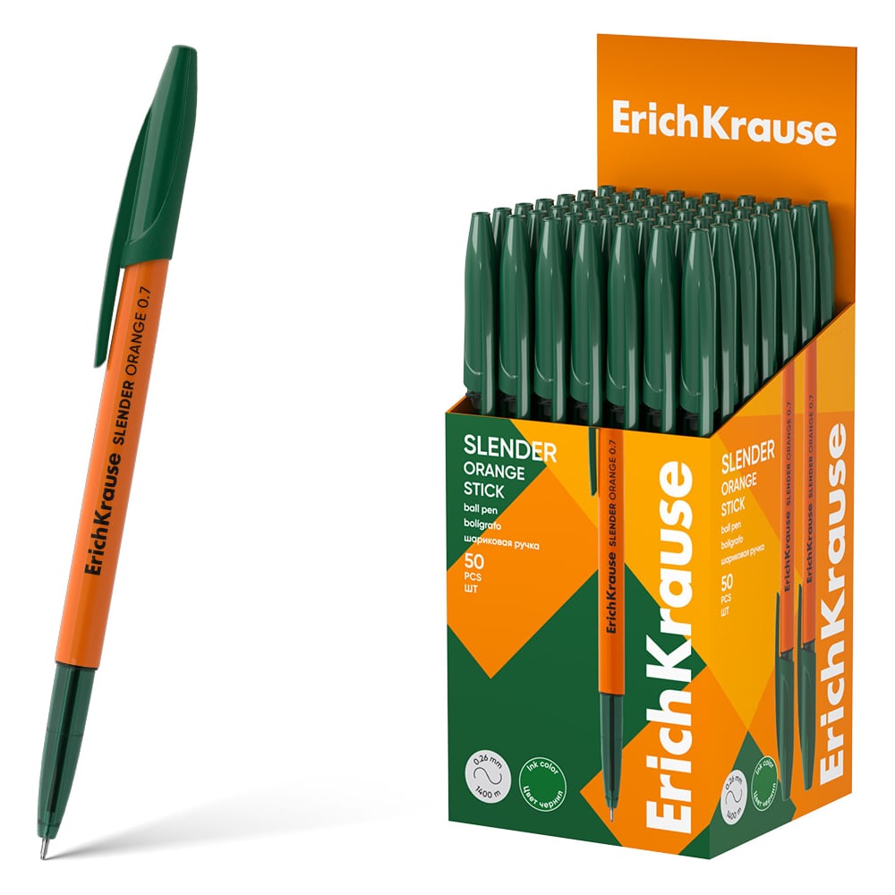 Изображение товара Шариковые ручки ErichKrause Slender Stick Orange 0.7, набор 50 шт.