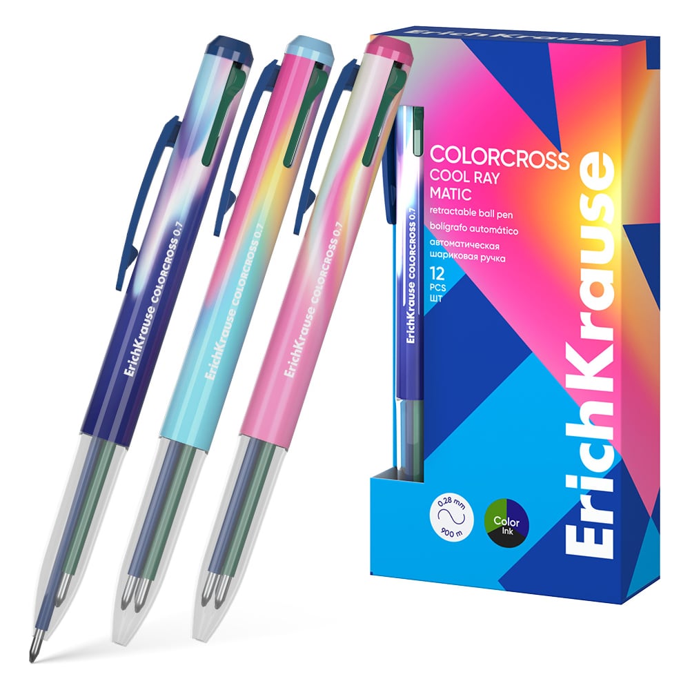 Изображение товара Ручка шариковая автоматическая 3в1 ErichKrause Colorcross Matic Cool Ray 0.7 ассорти