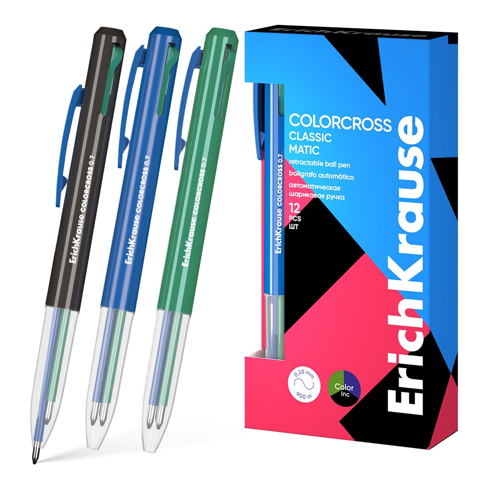 Изображение товара Ручка шариковая автоматическая 3 в 1 ErichKrause Colorcross Matic Classic 0.7 ассорти