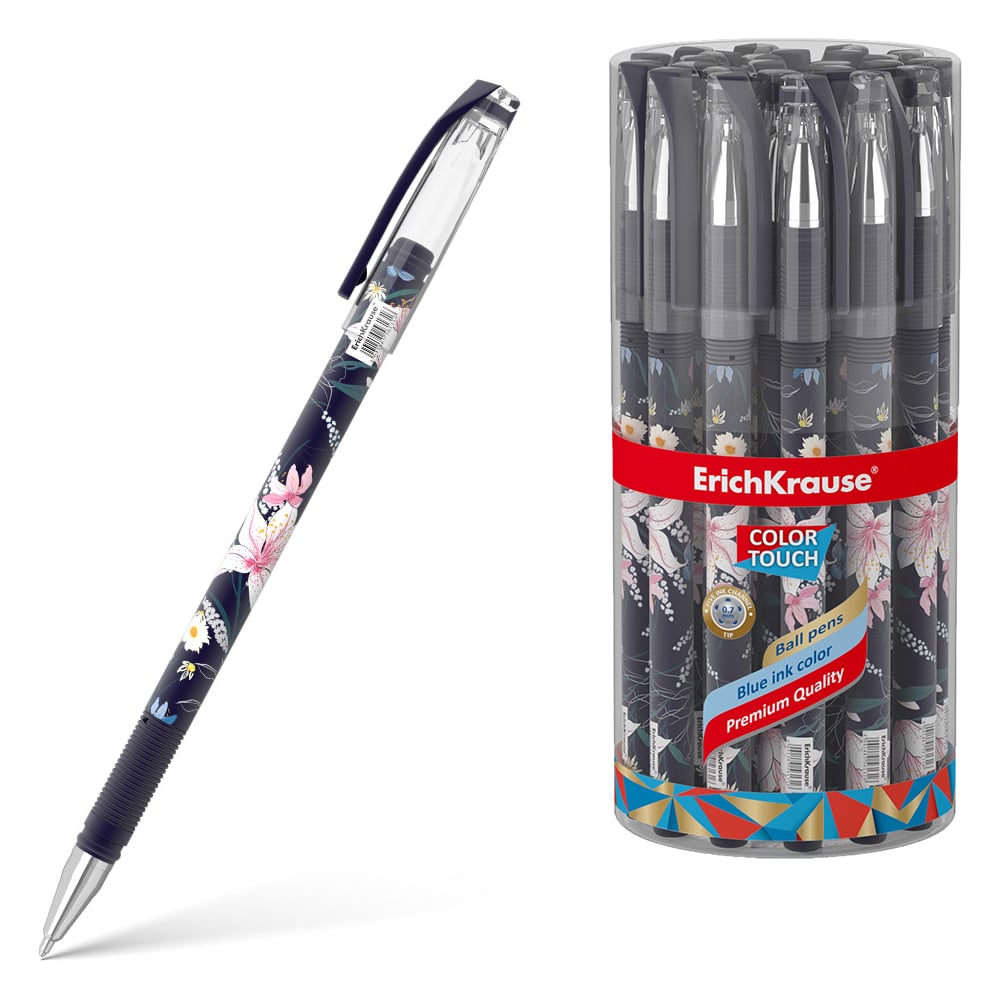 Изображение товара Шариковая ручка ErichKrause ColorTouch Stick Lily 0.7 с синими чернилами набор 24 шт