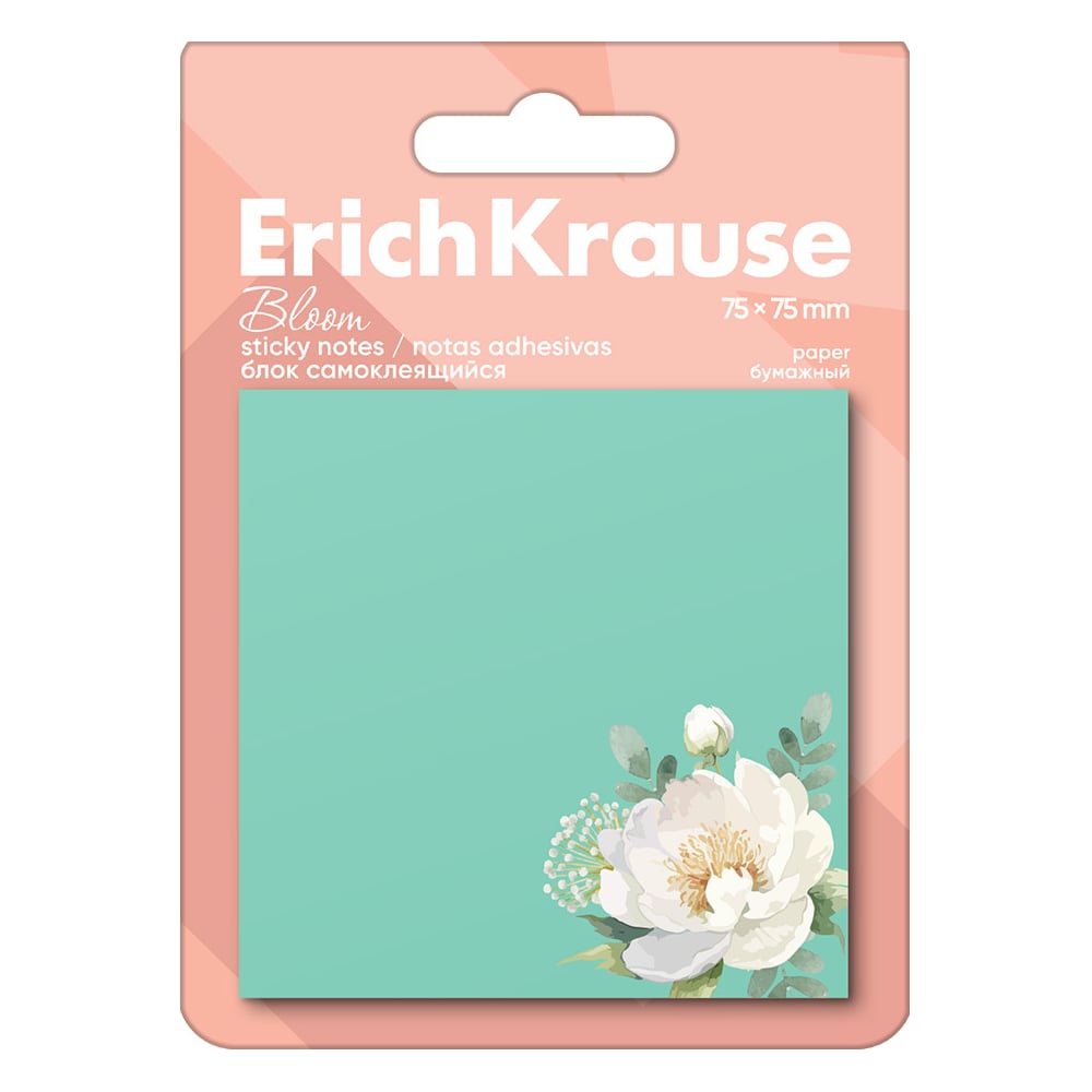 Изображение товара Самоклеящийся бумажный блок ErichKrause Pastel Bloom 75x75 мм, 50 листов