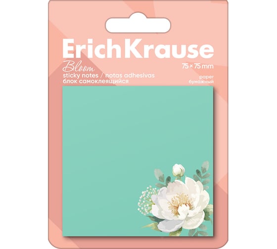 Изображение товара Блок самоклеящийся бумажный ErichKrause Pastel Bloom, 75x75 мм, 50 листов 61662