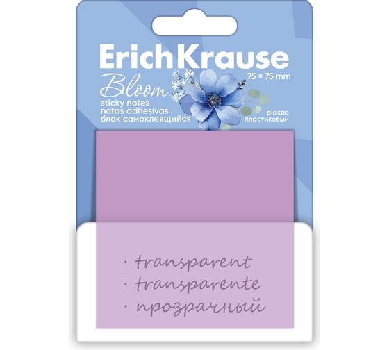 Изображение товара Блок самоклеящийся пластиковый ErichKrause Pastel Bloom, 75x75 мм, 50 листов, ассорти 61580