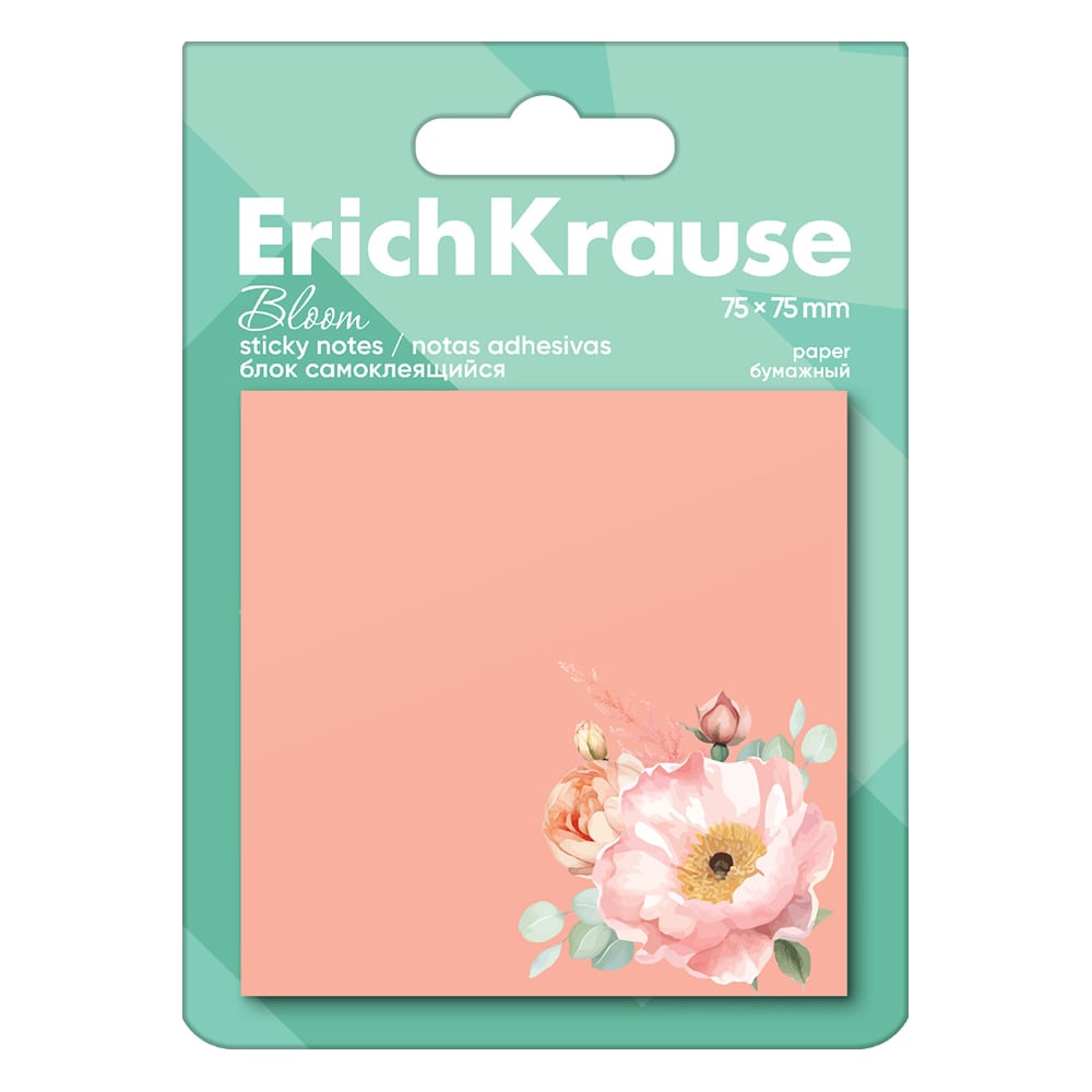 Изображение товара Блок самоклеящийся бумажный ErichKrause Pastel Bloom, 75x75 мм, 50 листов 61661