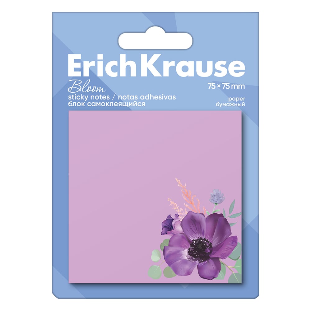 Изображение товара Блок самоклеящийся бумажный ErichKrause Pastel Bloom, 75x75 мм, 50 листов 61663