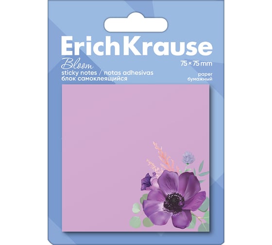 Изображение товара Блок ErichKrause самоклеящийся бумажный Цветущая нежность, 75х75 мм, 50 листов 61663