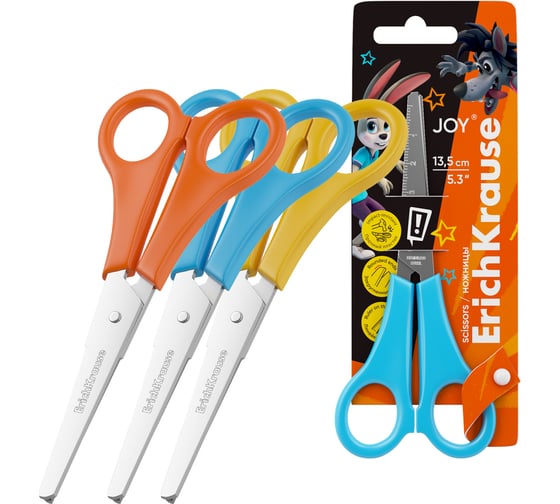 Изображение товара Ножницы ErichKrause JOY Ну, Погоди, Каникулы, 13.5 см, ассорти в дисплее по 24 шт 62643