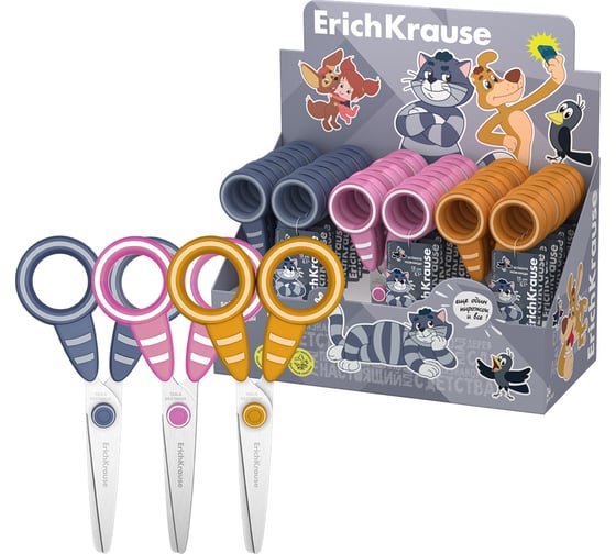 Изображение товара Ножницы ErichKrause Простоквашино, 13 см, ассорти в дисплее по 24 шт 60494