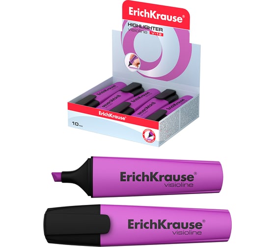 Изображение товара Текстмаркер ErichKrause Visioline V-12 Neon, цвет чернил фиолетовый в коробке-дисплее по 10 шт 32501