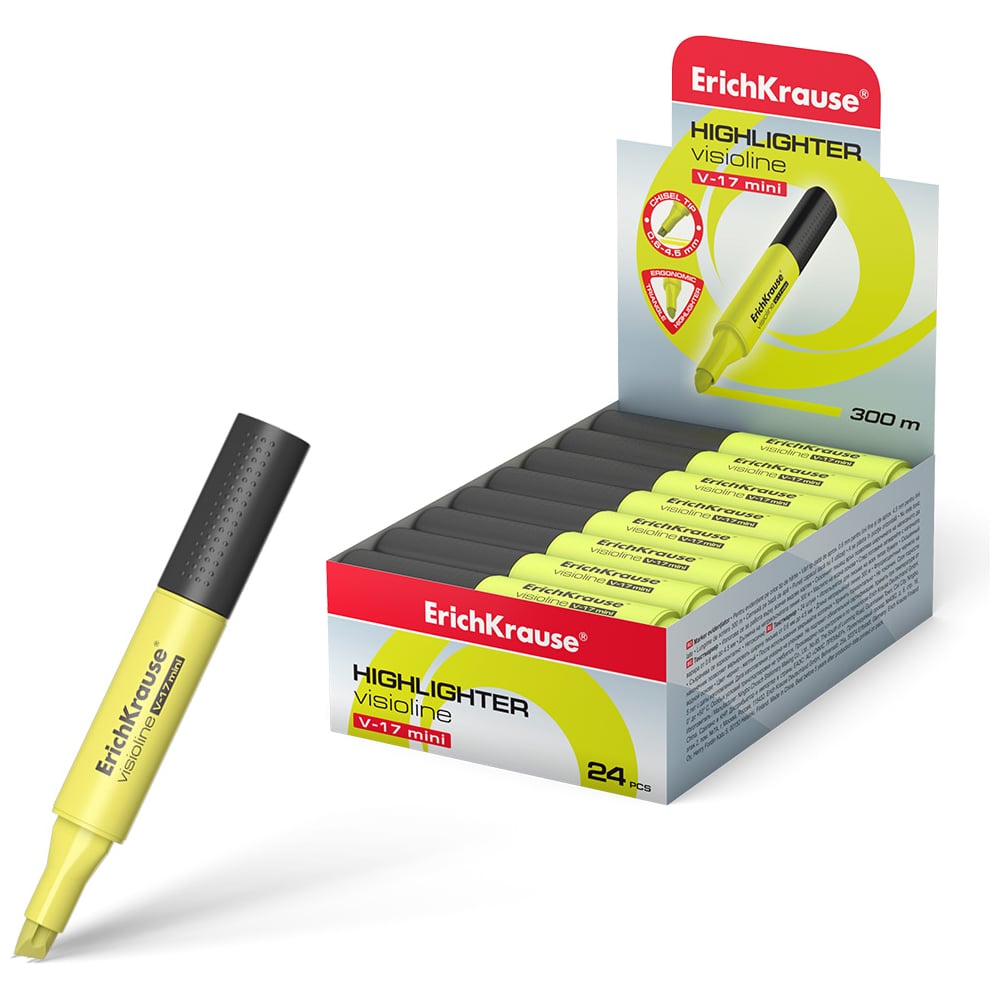 Изображение товара Текстмаркер ErichKrause Visioline V-17 Mini Neon желтый 24 шт
