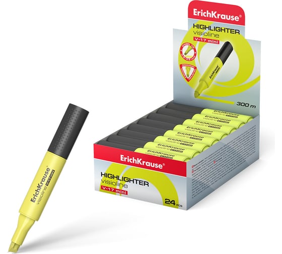 Изображение товара Текстмаркер ErichKrause Visioline V-17 Mini Neon, цвет чернил зеленый в коробке-дисплее 24 шт 56696