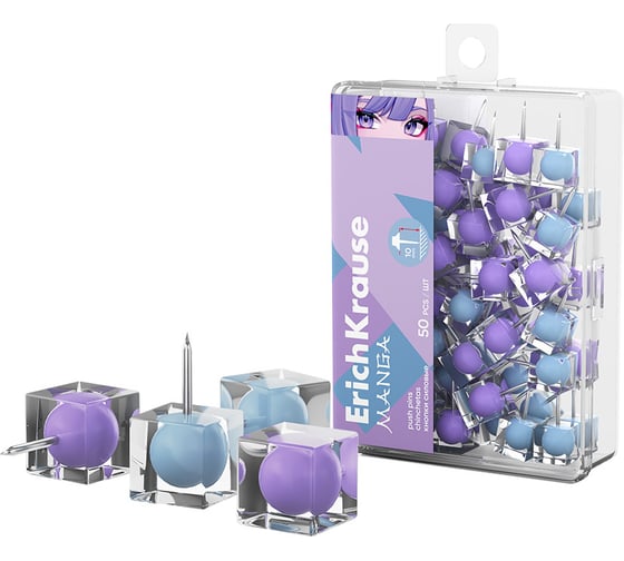 Изображение товара Кнопки силовые ErichKrause Manga, ассорти в пластиковой коробке 50 шт 62060
