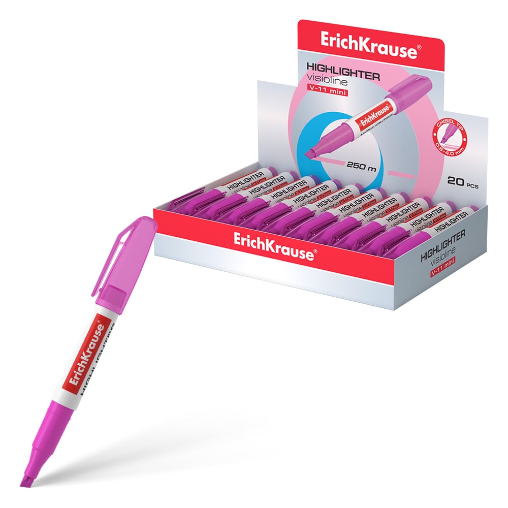 Изображение товара Текстмаркер ErichKrause Visioline V-11 Mini Neon розовый набор 20 шт