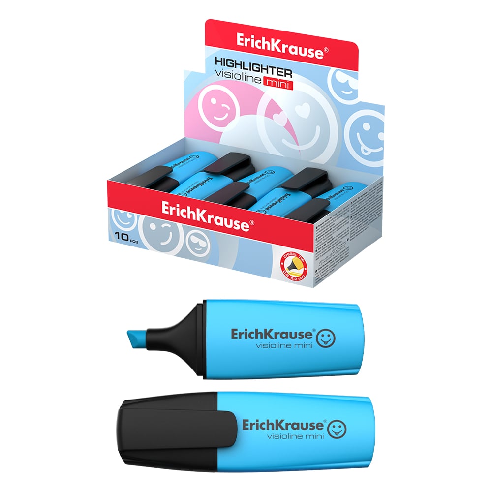Изображение товара Текстмаркер ErichKrause Visioline V-12 Mini Neon голубой 10 шт