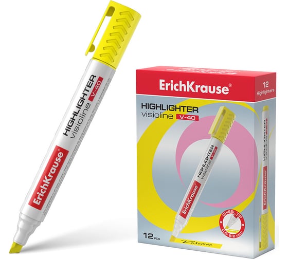 Изображение товара Маркер ErichKrause для выделения текста VisioLine® V-40 Неон, цвет чернил желтый 30974