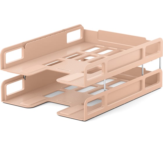 Изображение товара Набор из 2 пластиковых лотков-трансформеров для бумаг ErichKrause Techno, Powder, розовый 55560