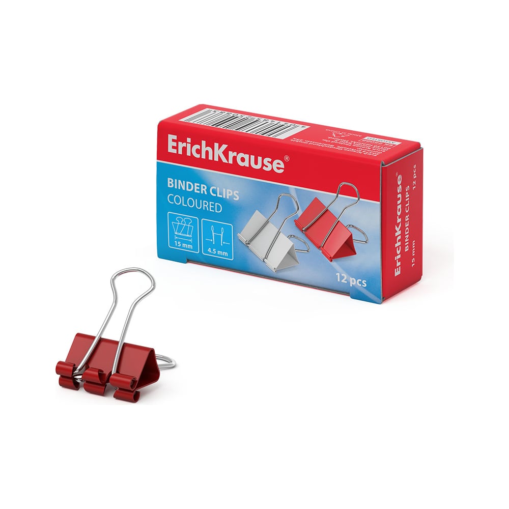 Изображение товара Зажимы ErichKrause для бумаг Классика, 15 мм, ассорти 25088