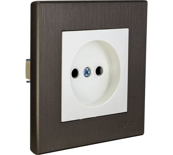 Изображение товара Розетка Luxar Mosaic с/у без з/к белая/титан с рамкой, 250В 16А (20.020.01) 4606400430353
