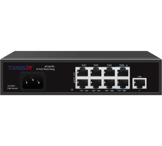 Изображение товара Коммутатор Trassir Ethernet, PoE TR-NS1109-120-8PoE УТ-00057971