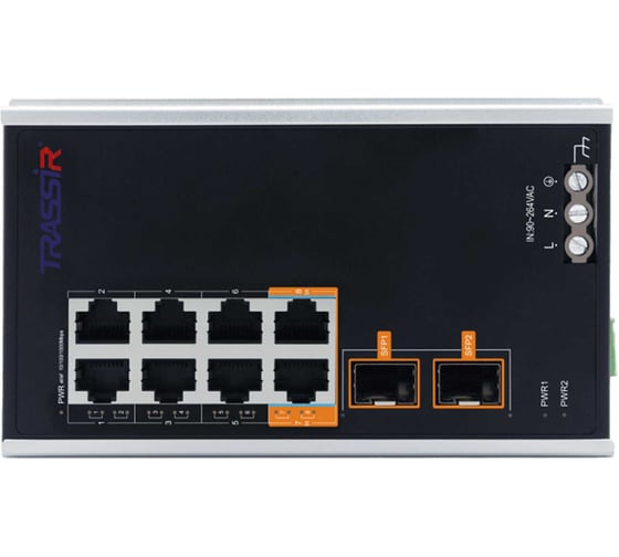 Изображение товара Коммутатор Trassir Ethernet, PoE TR-NS15102S-130-8POE УТ-00060796