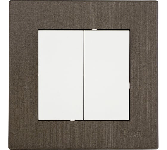 Изображение товара Выключатель Luxar Mosaic с/у 2-кл. белый/титан с рамкой, 250В 10А (20.011.01) 4606400430339