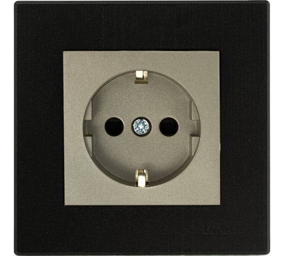 Изображение товара Розетка Luxar Mosaic с/у с з/к титан/черная с рамкой, 250В 16А (20.025.06) 4606400430711