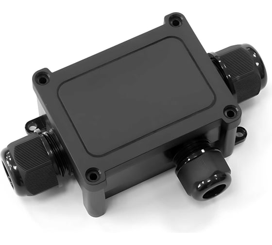 Изображение товара Распределительная коробка Промрукав 3-вводная, IP68, ПА66, 40А, 450В, d5-14 мм, 135x81x42 черная PR08.13148