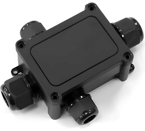 Изображение товара Распределительная коробка Промрукав 4-вводная, IP68, ПА66, 40А, 450В, d5-14 мм, 135x96x42 черная PR08.13149