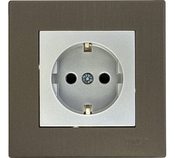 Изображение товара Розетка Luxar Mosaic с/у с з/к серебро/титан с рамкой, 250В 16А (20.025.02) 4606400430506