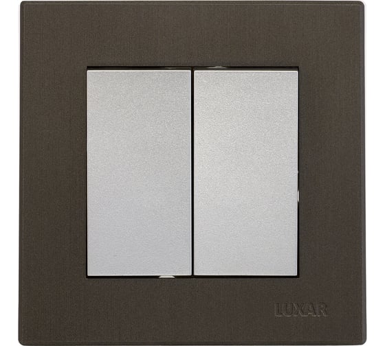 Изображение товара Выключатель Luxar Mosaic с/у 2-кл. серебро/титан с рамкой, 250В 10А (20.011.02) 4606400430476
